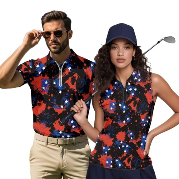Aplkyhs 250th Anniversary Couple Golf Shirts Women Sport Cloth Moisture Wicking Suitable for Tennis Enthusiasts Machine Washable Soft and Comfortable