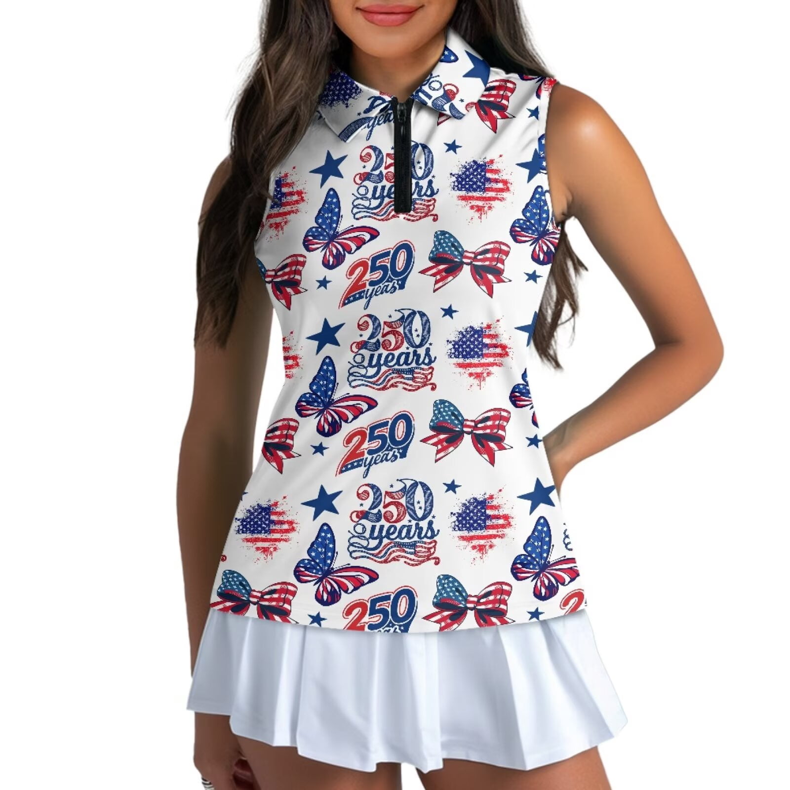 Aplkyhs 250th Anniversary Women's Golf Sleeveless Shirt Butterfly ...