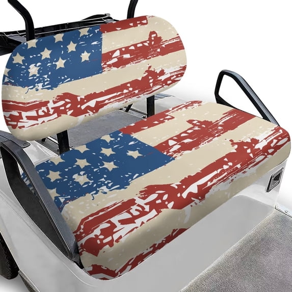 Aplkyhs American Flag Club Car Seat Covers Washable Heavy Duty Golf Cart Seat Cover Easy to Install Universal Golf Cart Accessories Stylish Golf Cart Back Seat Suitable for All Weather