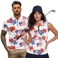 thumbnail image 1 of Aplkyhs American Flag Matching Golf Shirts for Couple Flower Breathable Fabric Golf Tennis Tank Top Racerback Design for Outdoor Sports Moisture Wicking Soft and Comfortable, 1 of 6