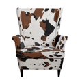 thumbnail image 1 of Aplkyhs Brown Cow Print Wingback Chair Slipcover 2-Piece Stretch Wing Chair Cover Washable Soft Fit Slipcover for Wingback Armchairs Non-Slip Furniture Protector Easy to Install, 1 of 7
