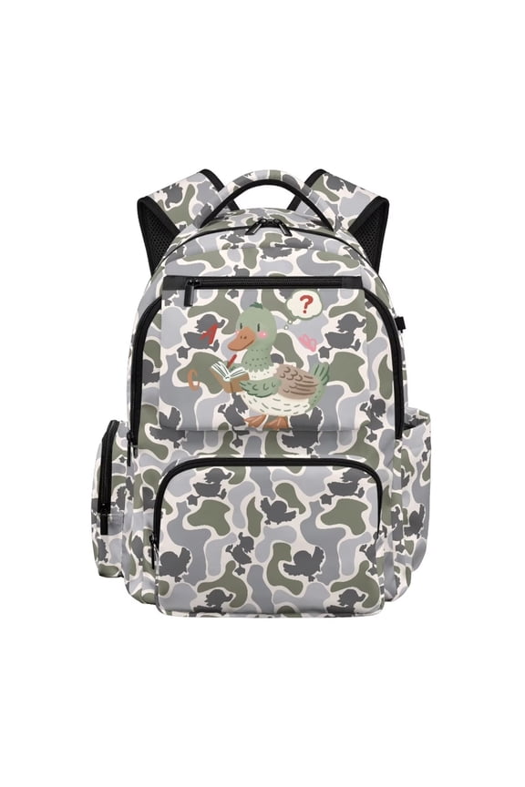 Camouflage Hunting Duck Backpack for Age 9-18 17 Inch Large Capacity School Bag Lightweight Durable Bookbag for Students Travel