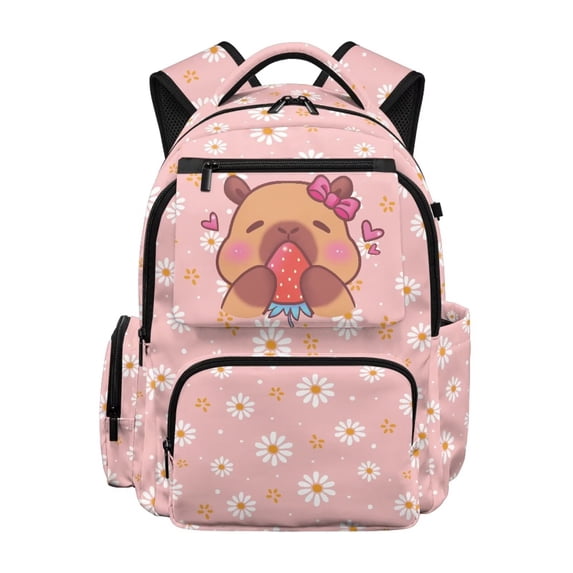 Aplkyhs Capybara Daisy Adorable Backpack Lightweight Casual School Bookbag for Kids 9-12 Water Resistant with Padded Straps for Daily Use