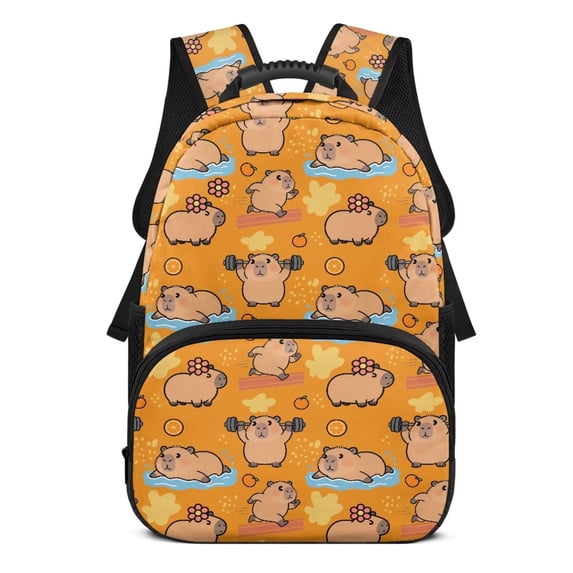 Aplkyhs Capybara School Backpack for Students Age 6-18 Ergonomic Padded Adjustable Shoulder Straps Large Capacity Water Resistant Bookbag for Elementary Middle High School Daily Use