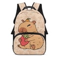 thumbnail image 1 of Aplkyhs Capybara Strawberry School Backpack for Students Age 6-18 Large Capacity Ergonomic Padded Adjustable Shoulder Straps Unisex Back to School Backpack for Elementary Middle High School, 1 of 7