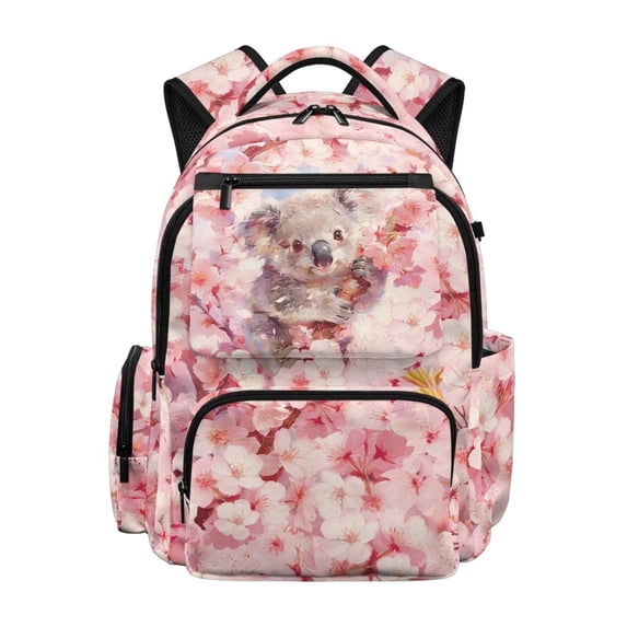 Aplkyhs Cherry Blossom Koala 17 Inch Backpack for Age 6-12 Lightweight Water Resistant School Bag for Kids Elementary School Travel