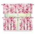 thumbnail image 1 of Aplkyhs Cherry Blossom Valance Window Curtains Set Small Window Swag and Tiers Privacy Street Window Curtains Thermal Insulated 3 Piece Easy to Install for Laundry Bathroom RV, 1 of 6