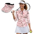 thumbnail image 1 of Aplkyhs Cherry Blossom Women's Golf Shirt and Sun Visor Hat Set Butterfly Moisture Wicking 3/4 Sleeve Golf Shirts Sports Sun Visor Hat Suitable for Tennis Enthusiasts Soft and Comfortable, 1 of 7