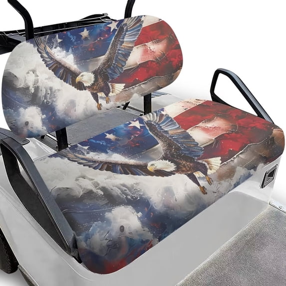Aplkyhs Club Car Seat Covers Eagle American Flag Print Washable Golf Cart Front Seat Cushion Set Club Car Precedent Seat Covers Golf Cart Blanket Golf Cart Accessories