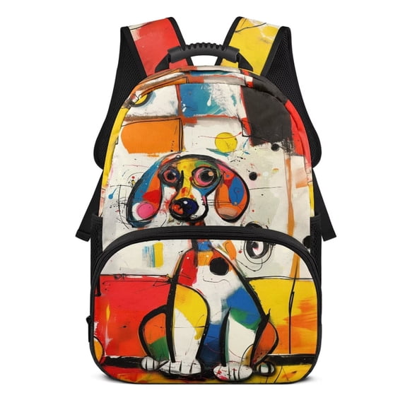 Aplkyhs Colorful Dog School Backpack for Boys Girls Ages 6-18 Large Capacity Lightweight Water Resistant Ergonomic Padded Straps for Elementary Middle High School Back to School