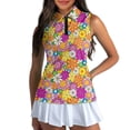 thumbnail image 1 of Aplkyhs Colorful Retro Floral Women's Golf Sleeveless Shirt Moisture Wicking Women's Sleeveless Shirts for Golf,Tennis,Hiking,Running,Gym Lightweight Racerback Design Moisture Wicking, 1 of 7