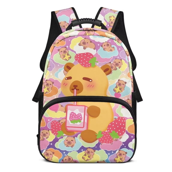 Aplkyhs Cute Capybara School Backpack for Boys Girls Ages 6-18 Large Capacity Ergonomic Padded Shoulder Straps Back to School Gift for Elementary Middle High School Students