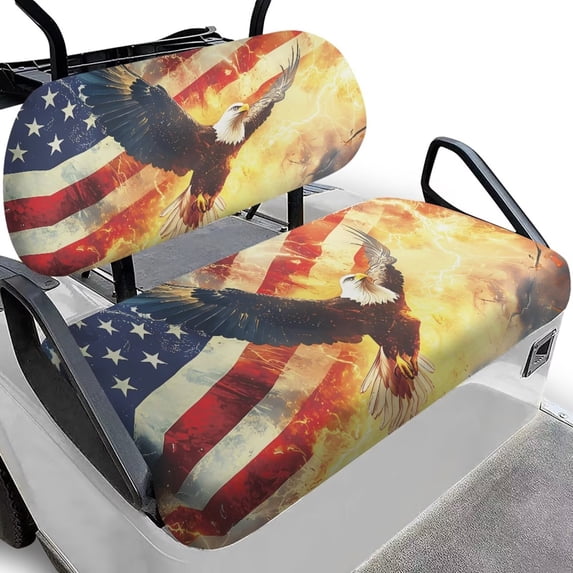 Aplkyhs Eagle Flag Print Golf Cart Seat Towel Blanket Independence Day Golf High Quality Golf Cart Seat Cover Stylish Club Car Precedent Seat Covers Keep Seats Cool