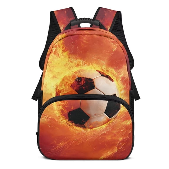 Aplkyhs Fire Soccer Pack School Backpack for Kids Age 6-18 Ergonomic Padded Adjustable Straps Large Capacity Water Resistant Bookbag for K-12 Students Daily School Travel