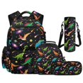 thumbnail image 1 of Aplkyhs Galaxy Dinosaurs Kids Backpack Set 4Pcs with Lunch Bag Pen Bag Set and Water Bottle Case Cover Large Capacity Lunch Box for Elementary School Students, 1 of 7