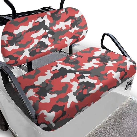 Aplkyhs Golf Cart Seat Cover Sun Proof Club Car Seat Cushion Red Camouflage Golf Cart Accessories Breathable Seat Bottom and Backrest Cushion for Club Car