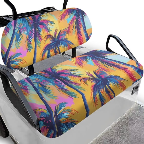 Aplkyhs Golf Cart Seat Covers Palm Tree Golf Cart Decor Comfortable Club Car Precedent Seat Covers Suitable for All Weather Hawaiian Golf Cart Seat Blanket with Elastic Band