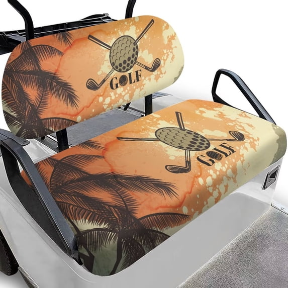 Aplkyhs Golf Palm Leaves Club Car Seat Covers Comfort Golf Cart Front Seat Cushion Set Golf Cart Seat Cover Easy to Install Universal Golf Cart Seat Blanket Golf Cart Accessories