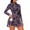 thumbnail image 1 of Aplkyhs Halloween Witch Moon Women's Tennis Golf Dresses with Built in Shorts Pockets Lightweight Long Sleeve 1/4 Zip Up Workout Athletic Dresses Moisture Wicking 2 Piece Set, 1 of 7
