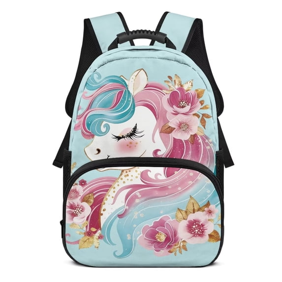 Aplkyhs Horse Flower School Backpack for Boys Girls Ages 6-18 Large Capacity Multi Compartment Ergonomic Padded Adjustable Straps for Elementary Middle High School Daily Use