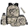 thumbnail image 1 of Aplkyhs Kids Backpack Set of 4 Camouflage Hunting Fish with Lunch Bag Pen Bag Set Bottle Sleeve for Girls Boys Multifunctional Pencil Case Suitable for Elementary Middle School High, 1 of 6