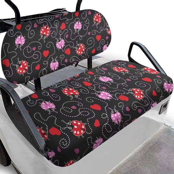 Aplkyhs Ladybug Golf Cart Seat Cover 2-Person Seats Club Car Seat Bottom and Backrest Cushion Club Car Seat Covers with Elastic Band Golf Cart Seat Towel Club Car Seat Covers