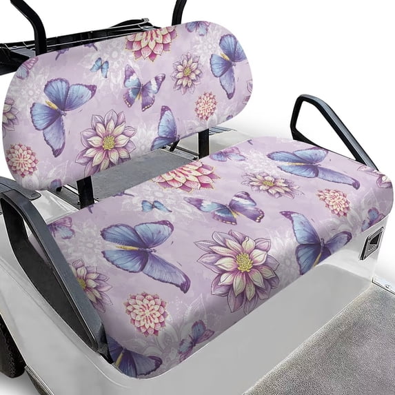 Aplkyhs Mandala Butterfly Golf Cart Seat Covers Club Car Seat Bottom & Backrest Cushion Universal Club Car Seat Covers Keep Seats Cool Breathable Golf Cart Decor Golf Cart Accessories