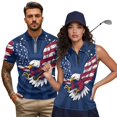 thumbnail image 1 of Aplkyhs Matching Golf Shirts for Couple American Flag Eagle Lightweight Quarter Zip Mens Hawaiian Shirt Golf Accessories for Men Machine Washable Quick Dry Suitable for Golf, 1 of 6