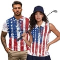 thumbnail image 1 of Aplkyhs Matching Golf Shirts for Couple American Flag Firework Quarter Zip Golf Tennis Tank Top Moisture Wicking Breathable Fabric Racerback Design Suitable for Tennis Enthusiasts, 1 of 6