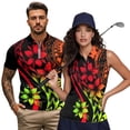 thumbnail image 1 of Aplkyhs Matching Golf Shirts for Couple Quarter Zip Red Polynesian Flower Men's Casual Short Sleeve Cool Golf Shirts 4-Way Stretch for Golf,Tennis,Hiking,Running,Gym Breathable Fabric, 1 of 6