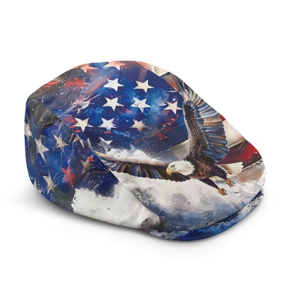 Aplkyhs Men's Newsboy Cap Breathable Flat Ivy Gatsby Newsboy Driving Hat Cap Lightweight Stretch Fit for Memorial Day Travel Commute Eagle Flower