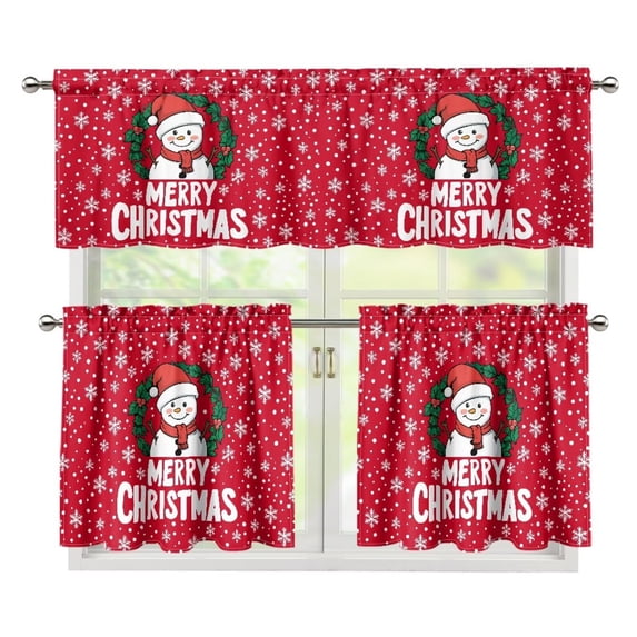 Aplkyhs Merry Christmas Plaid Tier Christmas Holiday Kitchen Curtain Light Filtering Short Window Curtains Room Darkening Kitchen Curtains Chic Home Decoration for Cafe Curtains