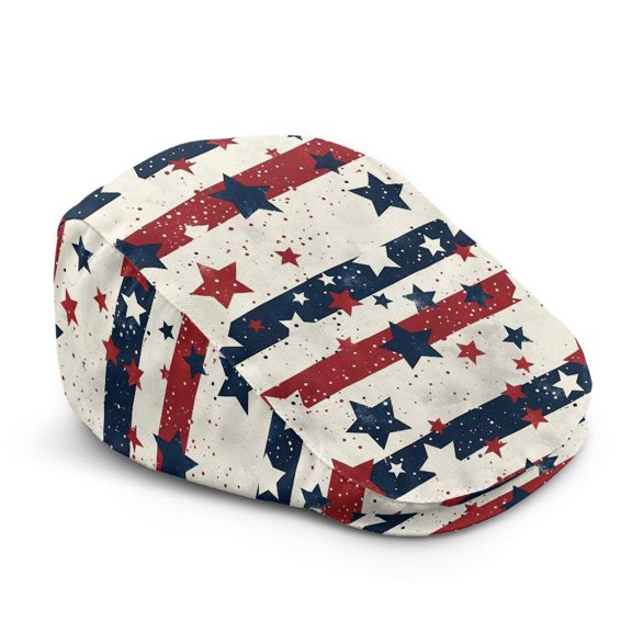 Aplkyhs Patriotic Newsboy Cap for Men Vintage Stars Men's Flat Ivy Gatsby Newsboy Driving Hat Cap Lightweight Breathable Quick Dry for Pride Month