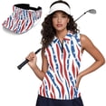 thumbnail image 1 of Aplkyhs Patriotic Zebra Women's Golf Shirt and Sun Visor Hat Set Moisture-Wicking Breathable Sleeveless Golf Shirt Adjustable UV Protection Sun Visor for Golf,Tennis,Hiking,Running,Daily Casual Wear, 1 of 7