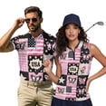 thumbnail image 1 of Aplkyhs Pink 250th Anniversary Matching Couple Golf Shirts Quick Dry Women's Matching Hawaiian Golf Shirt for Couple Machine Washable Suitable for Tennis Enthusiasts Lightweight, 1 of 6