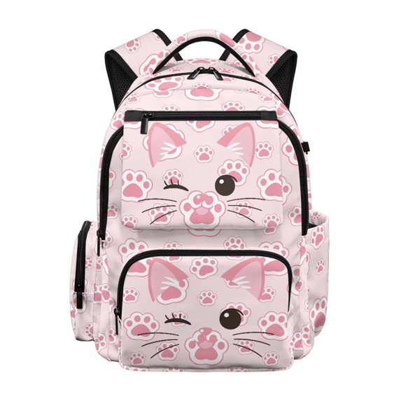 Aplkyhs Pink Cat Claw Backpack for Age 9-18 17 Inch Large Capacity School Bag Lightweight Durable Bookbag for Students Travel
