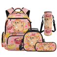 thumbnail image 1 of Aplkyhs Pink Cute Capybara Kids School Backpack Set, 4 Pieces with Lunch Bag, Pencil Case and Water Bottle Holder, Large Capacity Backpack for School and Travel, 1 of 7