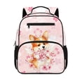 thumbnail image 1 of Aplkyhs Pink Flower Corgi Backpack for Age 9-18 13.5 Inch Large Capacity School Bag Lightweight Durable Bookbag for Students Sports, 1 of 7