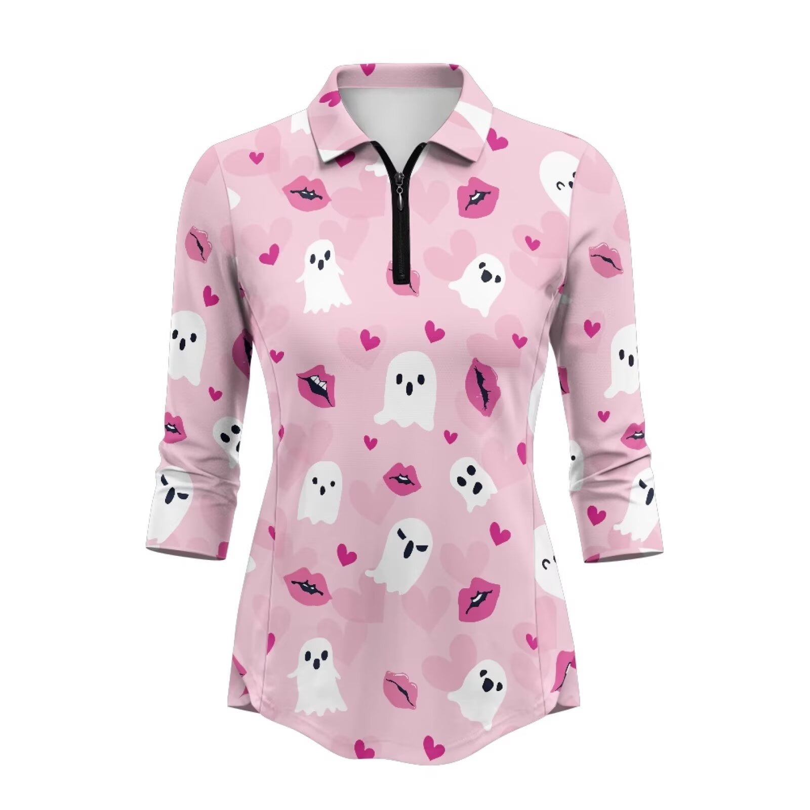 Aplkyhs Pink Ghost Golf Tennis Shirts 3/4 Sleeve Cloth Workout Tennis T ...