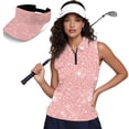 thumbnail image 1 of Aplkyhs Pink Glitter Women's Golf Shirt and Sun Visor Hat Set Sleeveless Collared Racerback Quick Dry Moisture Wicking Fabric Adjustable UV Protection Sun Visor for Golf,Running,Outdoor Activities, 1 of 7