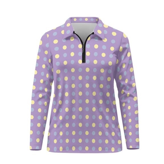 Aplkyhs Polka Dot Golf Tennis Shirts Golf Tennis Shirts Long Sleeve Cloth Soft and Comfortable with Collar Shirt Fit Plain for Golf,Tennis,Hiking,Running,Gym
