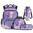 thumbnail image 1 of Aplkyhs Purple Galaxy Axolotl 4 Piece Kids Backpack Set with Lunch Bag Pencil Case and Bottle Holder School Backpack for Elementary Middle School Students, 1 of 7