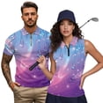 thumbnail image 1 of Aplkyhs Purple Glitter Matching Golf Shirts for Couple Moisture Wicking Golf Tank Top for Women Racerback Design Keep Cool in Hot Weather Breathable Fabric Lightweight, 1 of 6