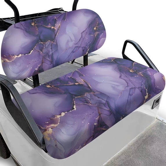 Aplkyhs Purple Marble Print Golf Cart Seat Covers Club Car Elastic Golf Cart Seat Covers Front Seat A Perfect Balance of Warmth in Winter and Cooling in Summer Designed for Golf Lover Gold Purple