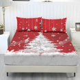 thumbnail image 1 of Aplkyhs Red Christmas Tree 3-Pc Bed Fitted Sheet Set with 2 Pillow Covers, Soft Breathable Wrinkle Resistant Deep Pocket Bedding Set for Bedroom Guest Room Holiday Decoration All, 1 of 7