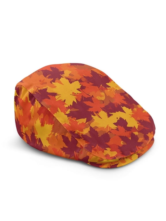Red Maple Leaf Stretch Scally Newsboy Cap with USA Prints for Men and Women Soft stretch fit, windproof sun protection, fit for Memorial Day camping Halloween Thanksgiving