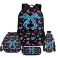 thumbnail image 1 of Aplkyhs Rugby Blue Bow Kids Backpack Set of 4 with Lunch Bag Pen Bag Set Bottle Sleeve for Girls Boys Multifunctional Pencil Case Suitable for Elementary Middle School High, 1 of 7