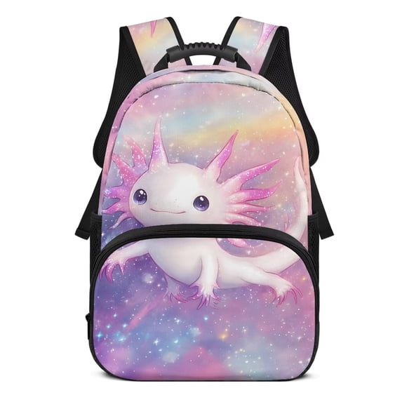 Aplkyhs School Backpack for Boys Girls Cute Axolotl Galaxy Ages 6-18 Large Capacity Multi Compartment Ergonomic Padded Adjustable Straps for Elementary Middle High School Daily Use