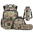 thumbnail image 1 of Aplkyhs School Backpack Set Camo Hunting Duck 4Pcs with Lunch Box Pencil Case Water Bottle Holder with Strap Portable Lunch Bag for Elementary Primary Middle School Bookbag, 1 of 7