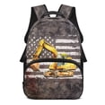 thumbnail image 1 of Aplkyhs School Backpack for Students American Flag Excavator 6-18 Large Capacity Ergonomic Padded Shoulder Straps Water Resistant Bookbag for Elementary Middle High School Boys Girls, 1 of 7